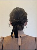 ★結婚式パーティーゆるふわ編み込みシニヨン