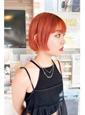 【ステップボーンカット】オレンジミニボブ
