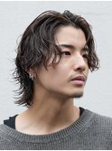 サーフカールシャドウパーマセンターパートミディアムウルフ原宿