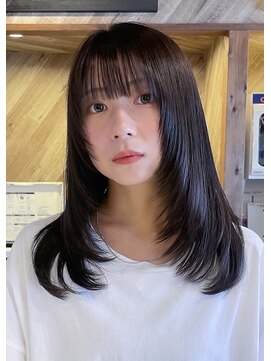 キーゴ 博多(KY-GO.) レイヤーカット セミロングレイヤー ナチュラルブラック