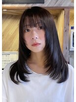 キーゴ 博多(KY-GO.) レイヤーカット セミロングレイヤー ナチュラルブラック