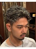 波巻きスパイラル/かき上げセンターパート/大人メンズヘア