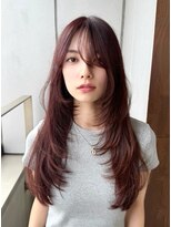 キイ ギンザ(k.e.y GINZA)&nbsp;小顔レイヤー/ボルドーカラ－/レイヤー/ロングレイヤー/レッド