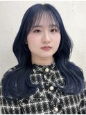 透明感UP！ブリーチありブルーブラック