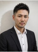 メンズツーブロラフボディパーマ束感カラーかき上げ20代30代 