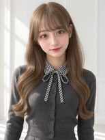 ユーフォリア エヌ 池袋サンシャイン通り店(Euphoria +n)&nbsp;ロングウェーブ巻き髪シースルーバングミルクティーベージュ
