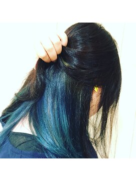 ヘアメイク アース ユーカリが丘店(HAIR & MAKE EARTH) インナーカラー　グリーン