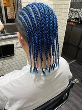 【派手髪】Blue cornrow【フルコーンロウ】