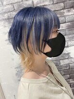 リアイス(Re:ICE) ネイビーブルーブロンドインナーカラーマッシュウルフ