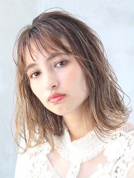 ケアリー 流山おおたかの森(Carelly) 大人かわいい前髪セシルカットココアブラウンフリンジウェーブ