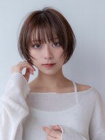 20代30代大人かわいい/グレージュカラー/ショートボブ/小顔/前髪