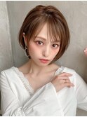 大人ボブ/小顔/ショートボブ/30代40代50代/ネビージュ/ワンレン