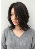 30代40代外ハネミディアムレイヤー髪質改善酸性ストレート