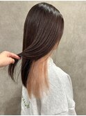 ☆インナーカラーピンクベージュ×ダークブラウン
