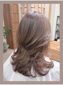 ◆大人のふんわりロングレイヤー◆つや感ウォームブラウン◆