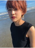 耳掛けショート×イルミナカラーコーラルピンクbyKAMIYAMA