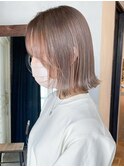 ミルクティーベージュボブ_グレージュカラーボブウルフ_ba392401
