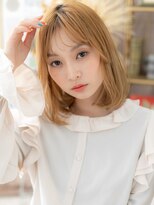 カバーヘア イヴ 戸頭店(COVER HAIR EVE)&nbsp;韓国風ブロンドへア前下がりエアストレートa戸頭10代20代30代