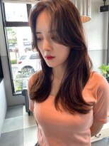 アース コアフュールボーテ 松本庄内店(EARTH coiffure beaute)&nbsp;ダークブラウンアドミオイルミナブリーチなしカラーワンホンヘア