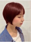 【ピンクカラー】ショートヘアチェリーブラウン