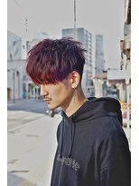 シティ(city)&nbsp;前下がりマッシュ_ダスティーピンク_ガーネットレッド