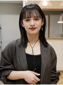 小顔ミディ顔周りレイヤー切りっぱなしシースルー前髪原宿神宮前