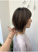 バレイヤージュ 自然な透明感×白髪ぼかし