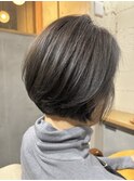 前下がりショートボブ　カーキーグレーカラー 40/50代オススメ