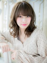 大波純一美容室パーティハン&nbsp;オリーブブラウンフェミニンレイヤーパーマロブa小山20代30代