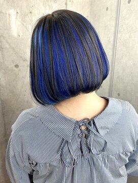 ドアベルヘアリビング(Door Bell hair Living) アンブレラカラー×コバルトブルーカラー×ボブ