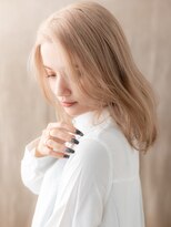 モッズヘア 越谷(mod's hair) ミルクティーブロンドハイトーンカラーくびれウルフ10代20代X