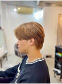 【soy-kufu】MEN'S HAIRアッシュブラックマッシュパーマ 