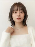 大人かわいい前髪セシルカットココアブラウンフリンジウェーブ