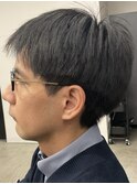 フェザーパーマ/グレーブルーカラー/刈り上げショートパンク