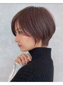 大人ショートボブ白髪ぼかしハイライト顔周りレイヤー丸みボブ