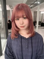 リムレスバイサンク 万代 新潟駅(LIMLESS by cinq) 顔周りレイヤーカットピンクベージュカラーチェリーブラウン韓国