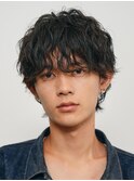 心斎橋シャドウパーマメンズマッシュウルフカット波巻きパーマ