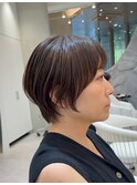 表参道髪質改善カラーウルフショートボブアッシュグレージュ40代