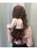 耳出さないハーフアップ