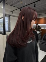 ニコ トウキョウ 渋谷(nico TOKYO)&nbsp;ダブルカラーチェリーレッドピンクブラウン韓国レイヤーロング