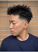 【スキンフェード×ソフトツイスト】メンズカットピンパーマ
