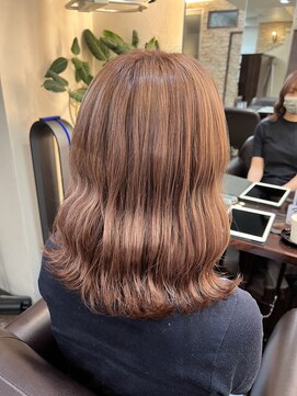 キャラ 池袋本店(CHARA) 切りっぱなし×ピンクベージュ【切りっぱなしミディ】