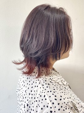 フォーク FOLK 【FOLK】透明感インナーWレッド☆似合わせ外ハネウルフボブ♪