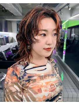 レコ 渋谷(LECO) オレンジハイライトパーマ