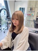 大人かわいい透明感ハイトーンカラー 内巻きレイヤーカット#1