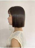 地毛風カラー/地毛風ストレート/切りっぱなしボブ/髪質改善