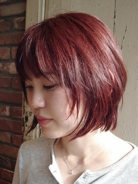 ボコカ(bococa) 【Vicky指名】暖色レイヤーボブチェリーレッドダブルカラー