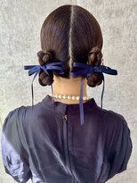 スタイル 横浜(STYLE)&nbsp;結婚式お呼ばれツインシニヨン／ヘアセット/リボン/アレンジ