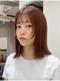 ミディアムロングレイヤーカットブリーチなしダブルカラー心斎橋