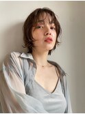 ミニウルフデジタルパーマチェリーブラウンウルフカット